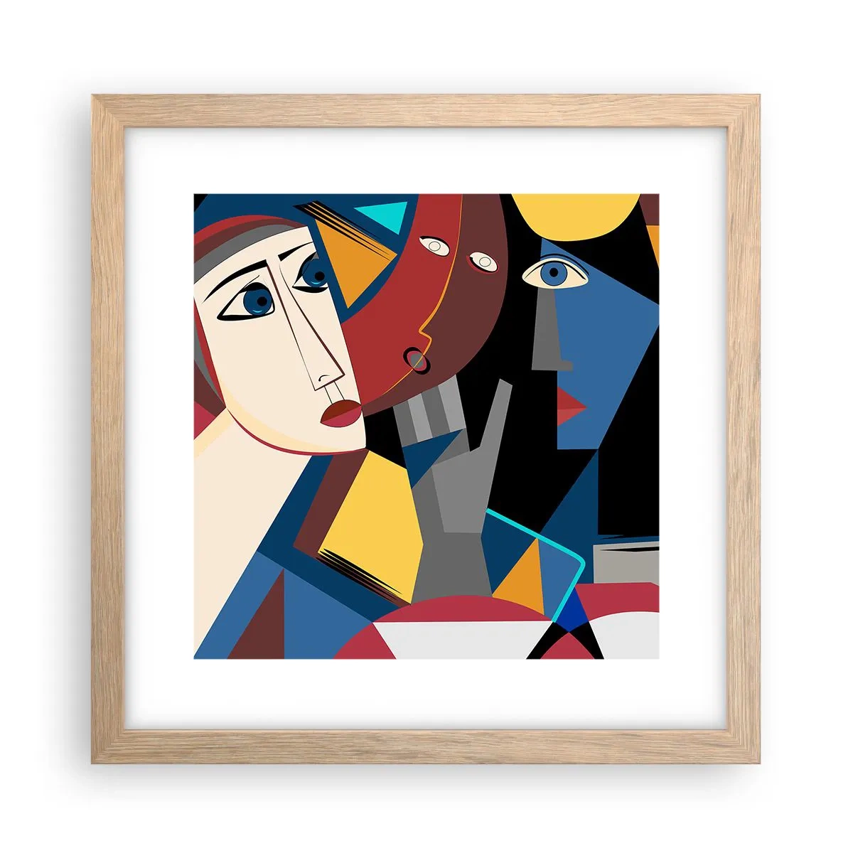 Pôster com moldura de carvalho claro - Uma conversa entre cubistas - 30x30 cm