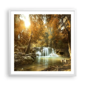 Pôster em moldura branca - A cascata do parque - 60x60 cm