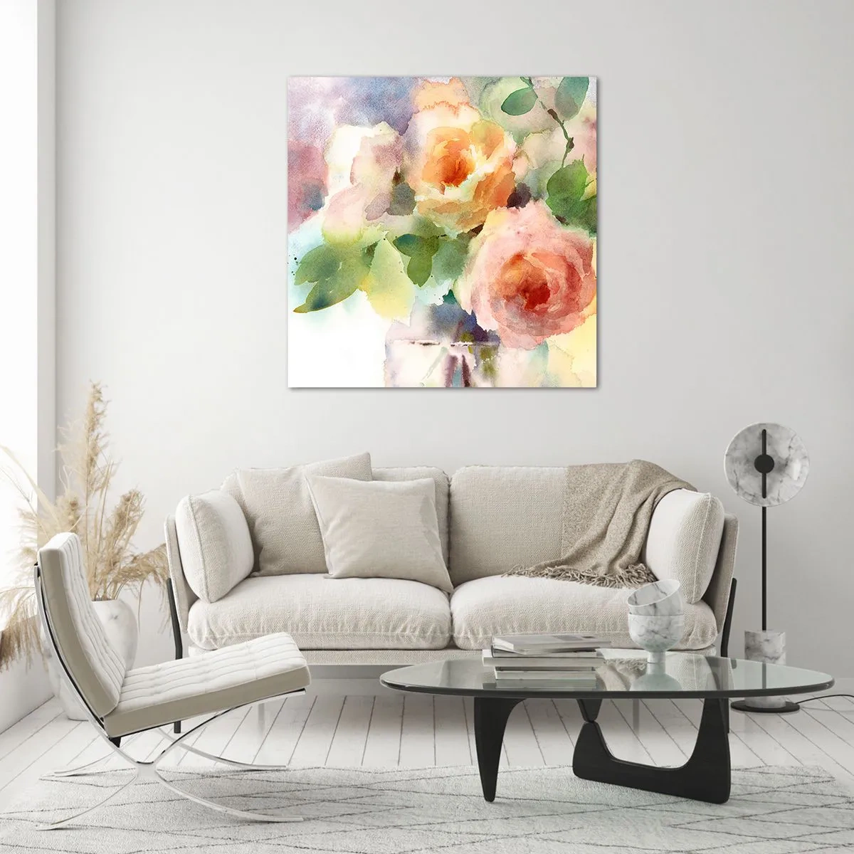 Quadro em vidro - Delicado como uma aquarela - 40x40 cm