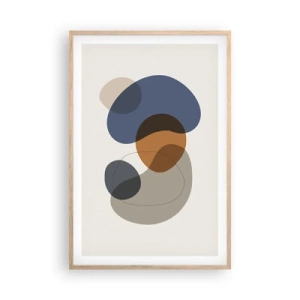 Pôster com moldura de carvalho claro - Gotas de cor - 61x91 cm