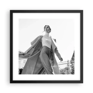 Pôster com moldura preta - Vens comigo? - 40x40 cm