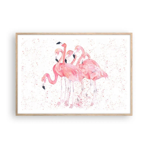 Pôster com moldura de carvalho claro - Conjunto cor-de-rosa - 100x70 cm