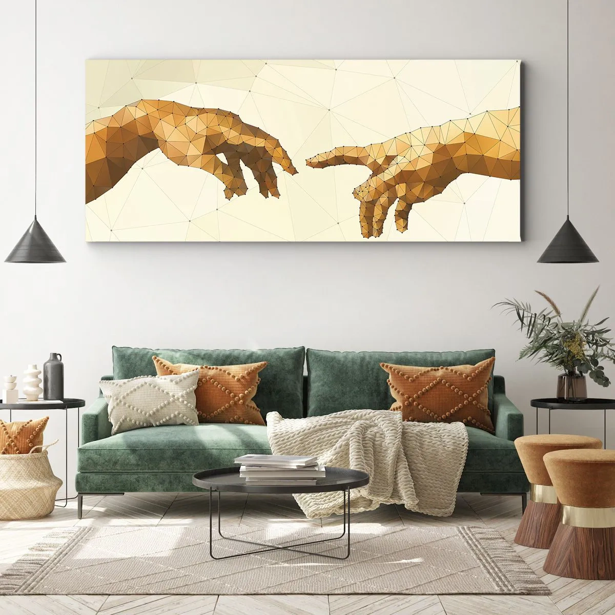 Quadro em tela - Geometria divina - 90x30 cm