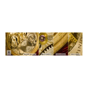 Amostra de papel de parede Premium Sand - Mova-se com o tempo - Relógio, Mecanismo de Relógio, Vintage - 100x30 cm