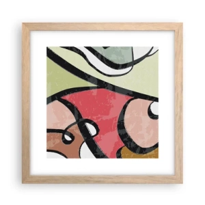 Pôster com moldura de carvalho claro - Piruetas entre cores - 30x30 cm