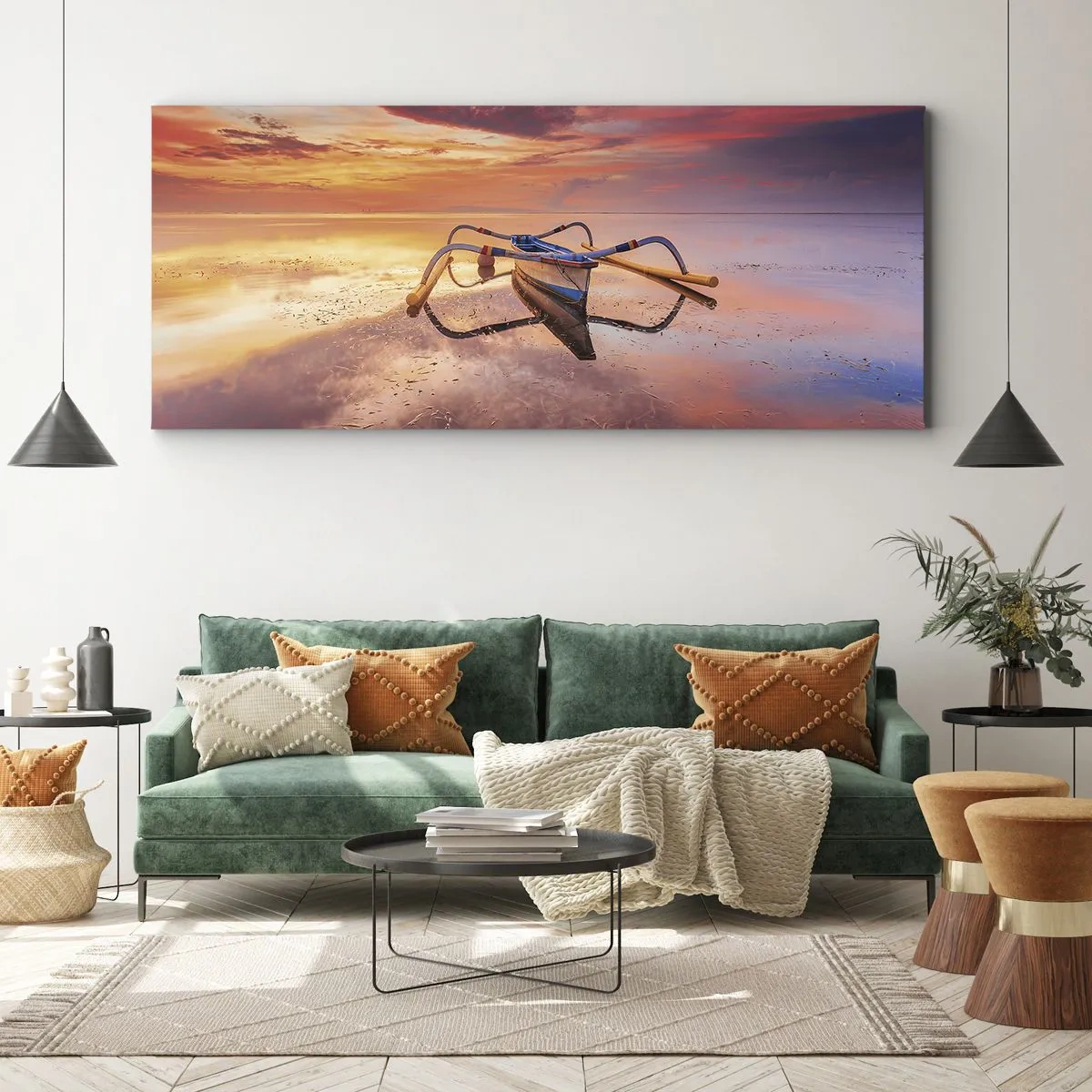 Quadro em tela - A calma de uma noite tropical - 140x50 cm