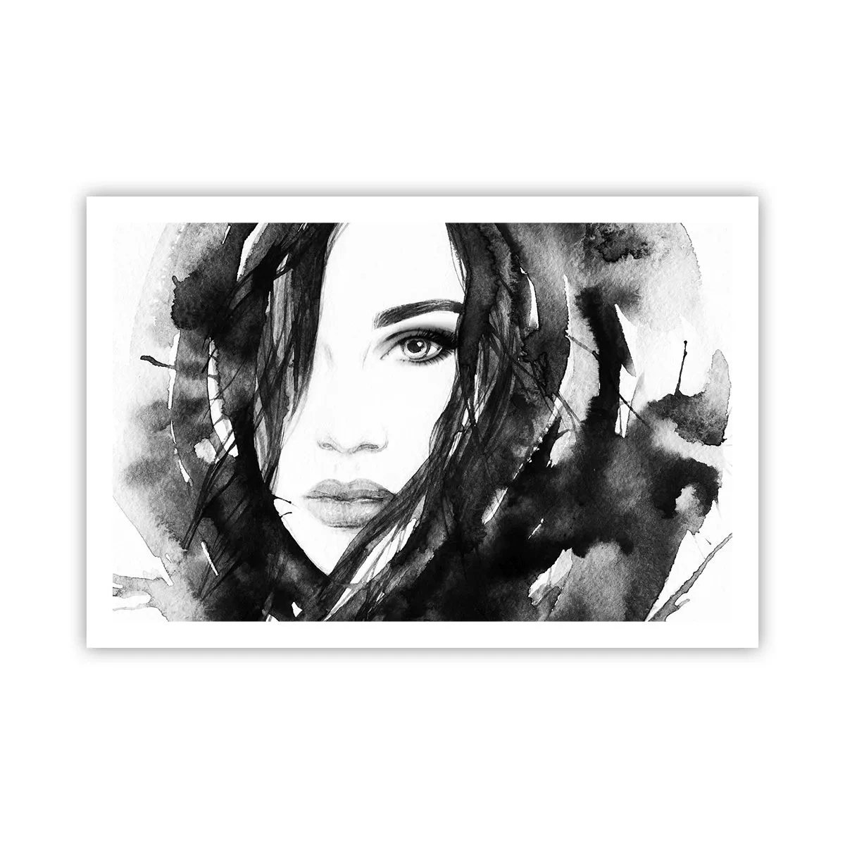 Pôster - Retrato de uma dama a preto e branco - 91x61 cm