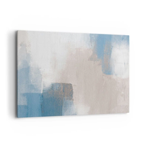 Quadro em tela - Abstração rosa atrás da cortina azul - 100x70 cm