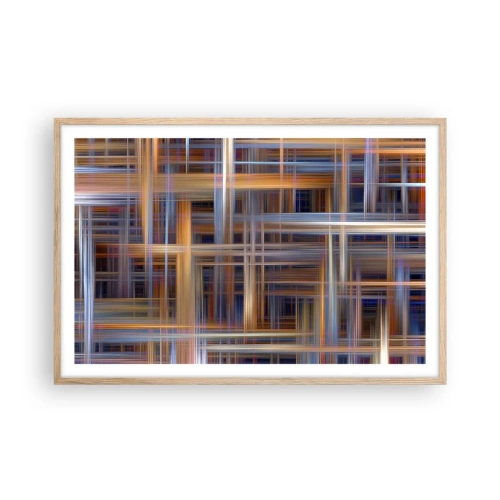 Pôster com moldura de carvalho claro - Tecido de luz - 91x61 cm
