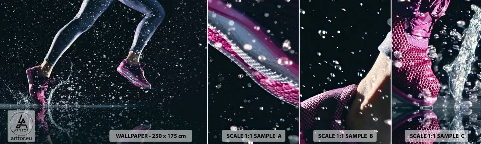 Amostra de papel de parede autocolante Deluxe Sticker - Quanta força nas pernas - Esporte, Corrida, Correndo - 100x30 cm