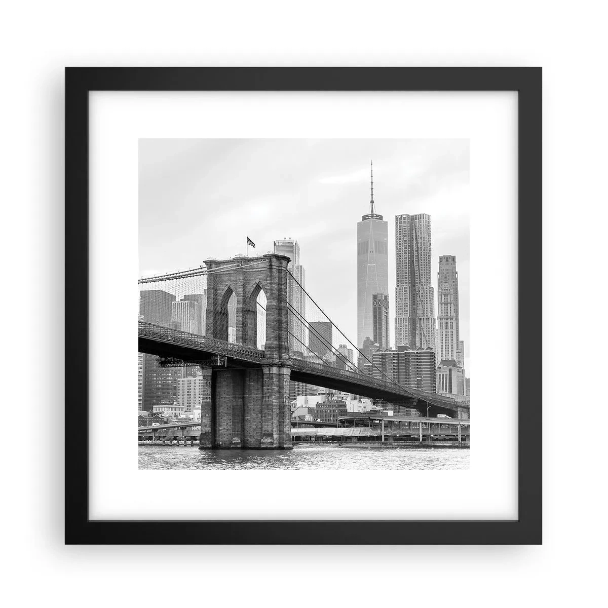 Pôster com moldura preta - Vibrações de Nova York - 30x30 cm