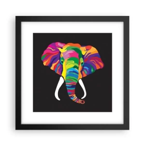 Pôster com moldura preta - O elefante que adorava banhar-se no arco-íris - 30x30 cm