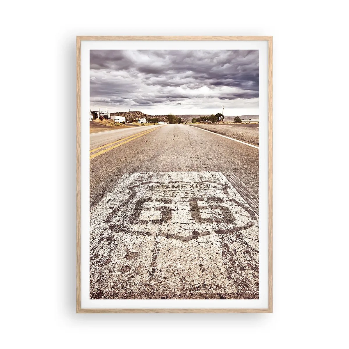 Pôster com moldura de carvalho claro - Mother Road - uma lenda americana - 70x100 cm