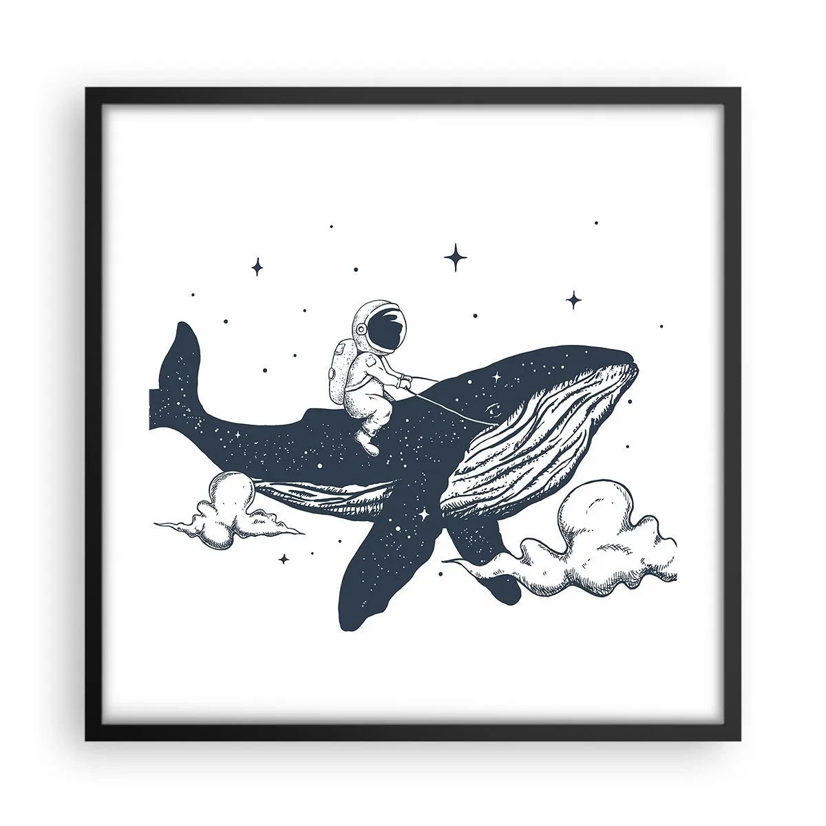 Pôster com moldura preta - Aventura espacial - 50x50 cm