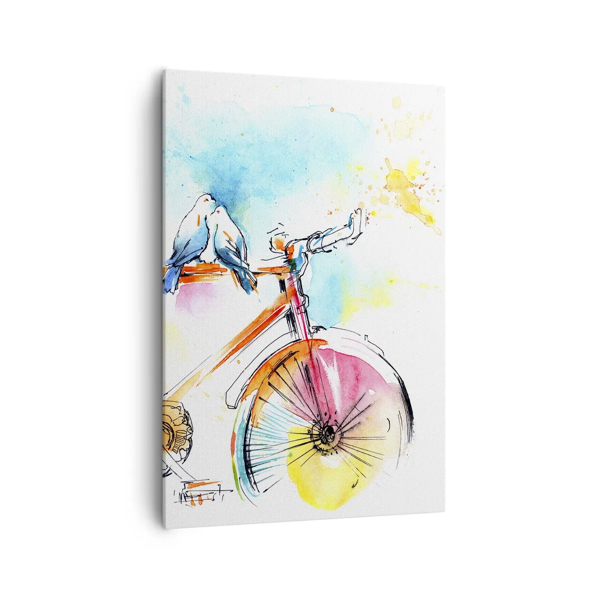 Quadro em tela - A dois na bicicleta - 70x100 cm