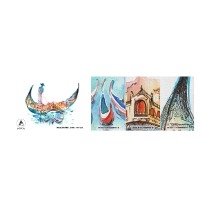 Amostra de papel de parede Premium Canvas - Navegamos pela cidade - Abstração, Veneza, Ponte - 100x30 cm