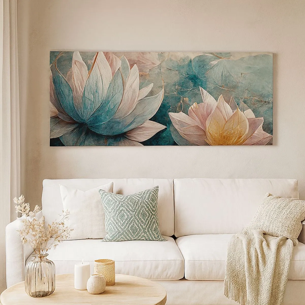 Quadro em tela - Estrelas do lago - 100x40 cm