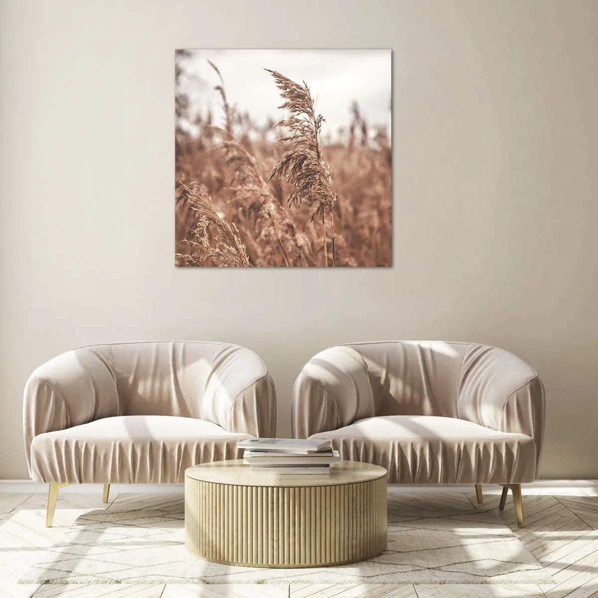 Quadro em vidro - O outono já chegou ao campo - 50x50 cm