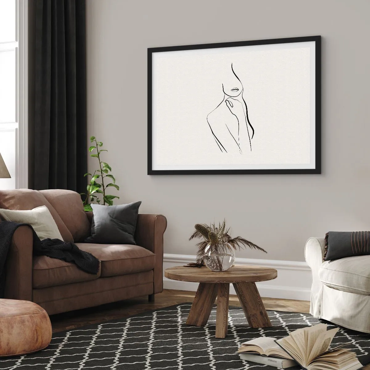 Pôster com moldura preta - Uma onda de melancolia - 50x40 cm