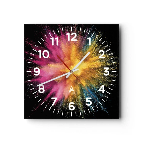 Relógio de parede - Relógio em vidro - O nascimento das cores  - 40x40 cm