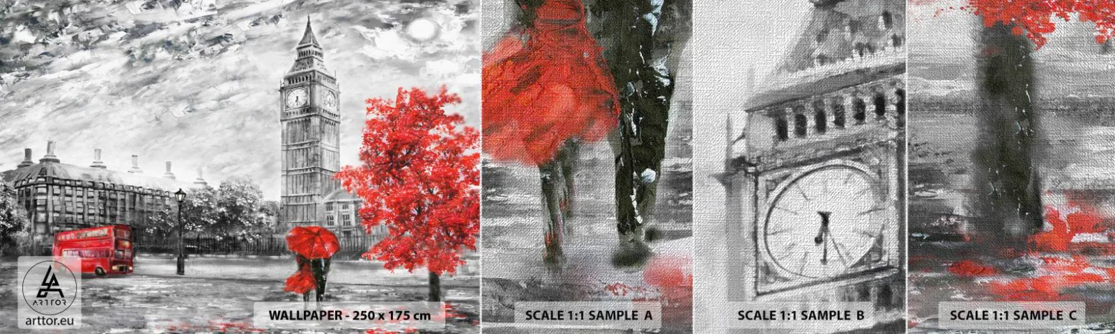 Amostra de papel de parede Premium Canvas - Um dia emocionante - Cidade, Londres, Arquitetura - 100x30 cm