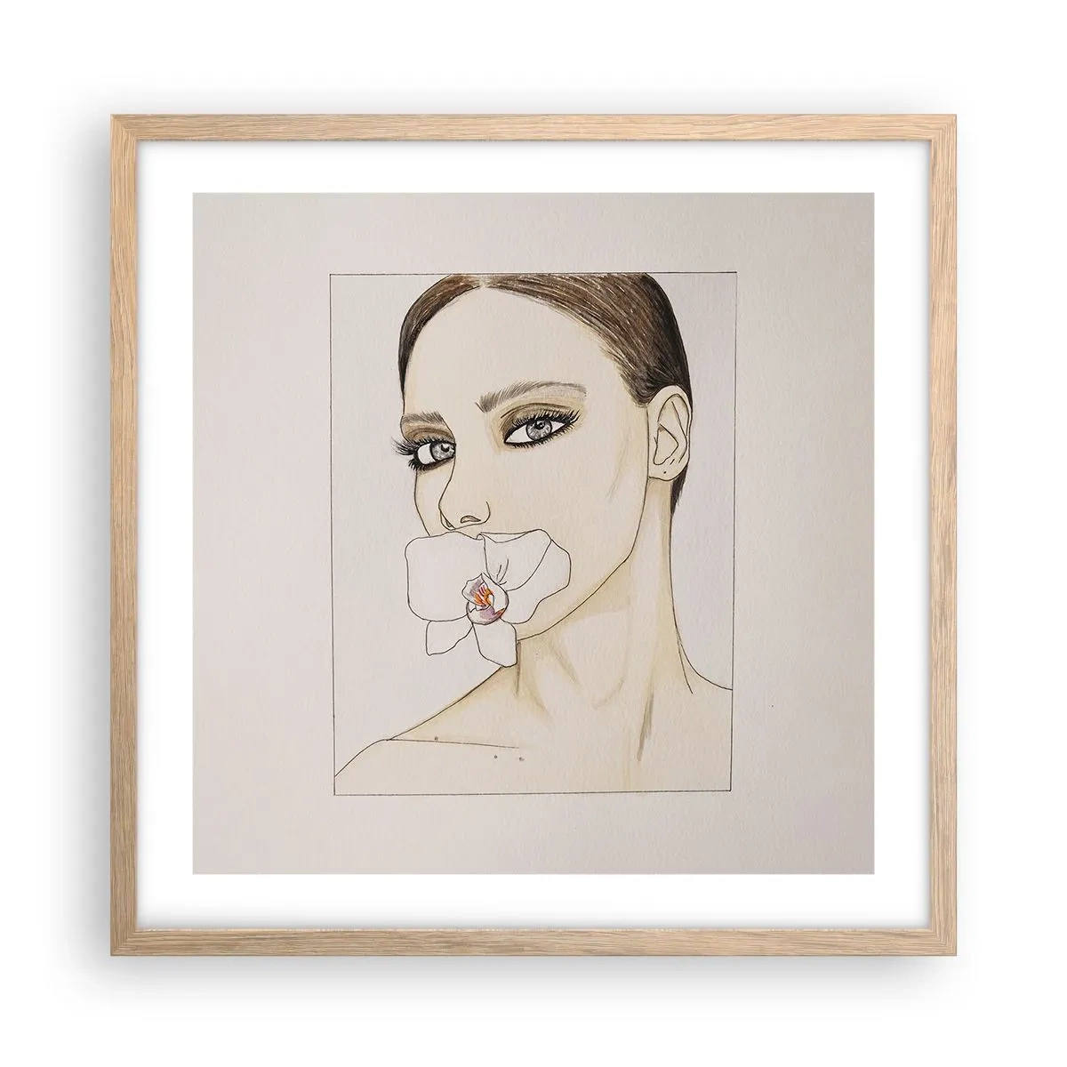 Pôster com moldura de carvalho claro - Símbolo de elegância e beleza - 50x50 cm