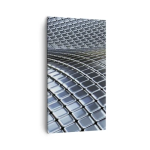 Quadro em tela - Onda de prata metálica - 45x80 cm