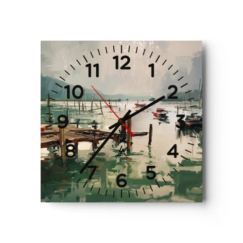 Relógio de parede - Relógio em vidro - Mergulhado na lua derretida - 30x30 cm