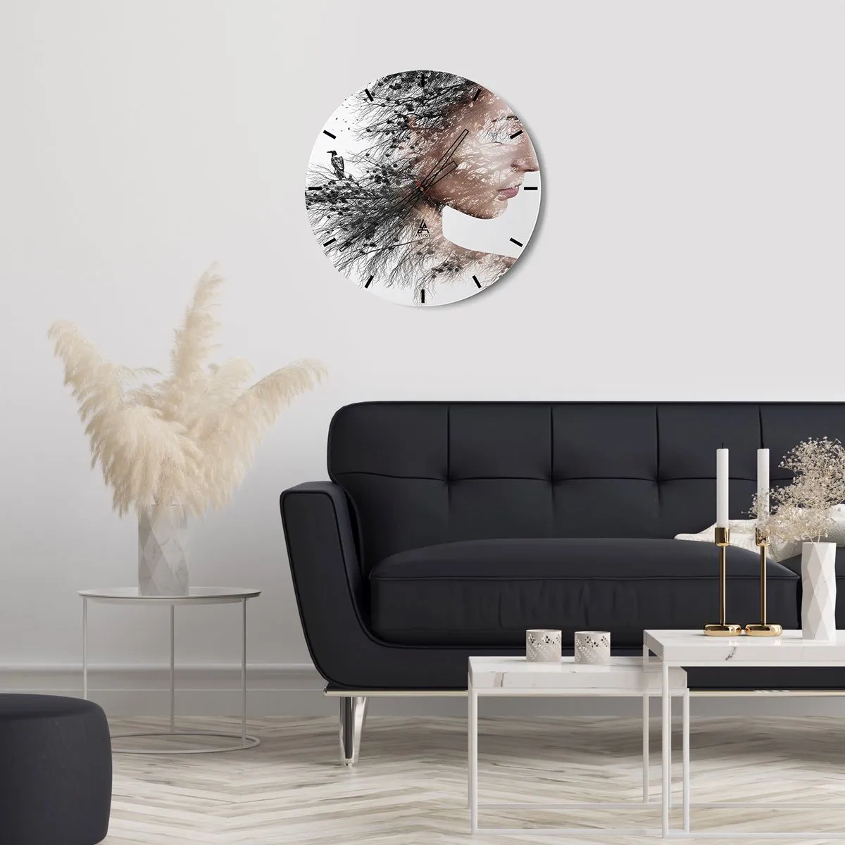 Relógio de parede - Relógio em vidro - Espírito da floresta - 30x30 cm