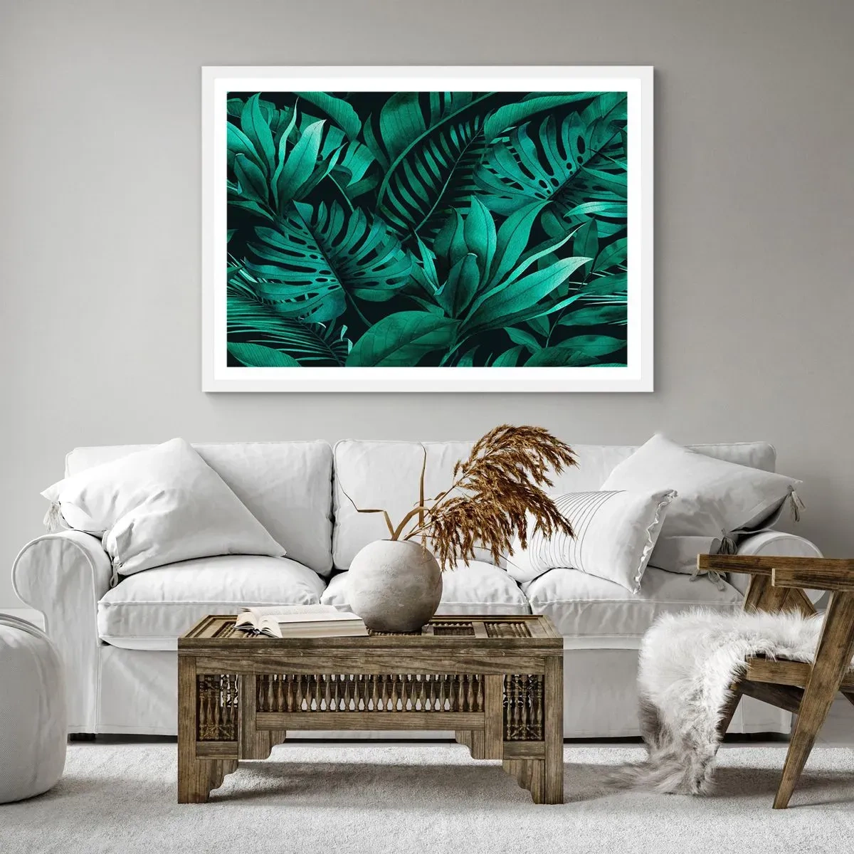 Pôster em moldura branca - A profundidade da vegetação tropical - 91x61 cm