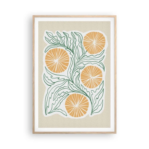 Pôster com moldura de carvalho claro - Étnico com um toque de abstração - 70x100 cm