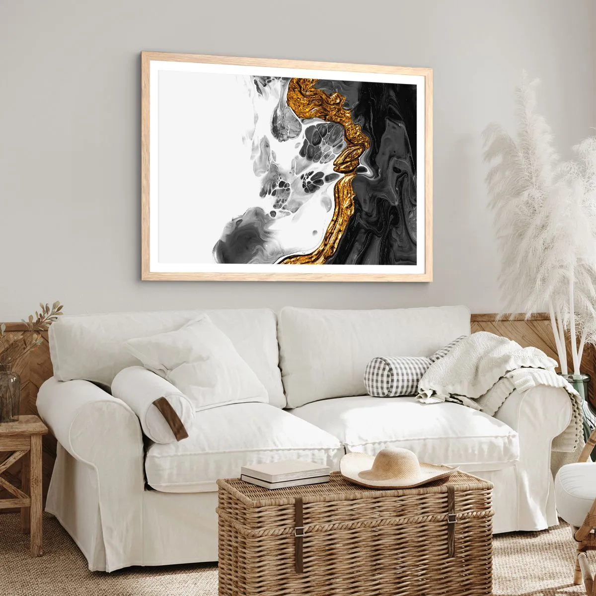 Pôster com moldura de carvalho claro - Composição orgânica - 91x61 cm