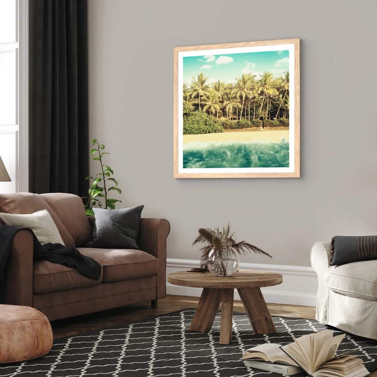 Pôster com moldura de carvalho claro - Ou talvez aqui? - 40x40 cm