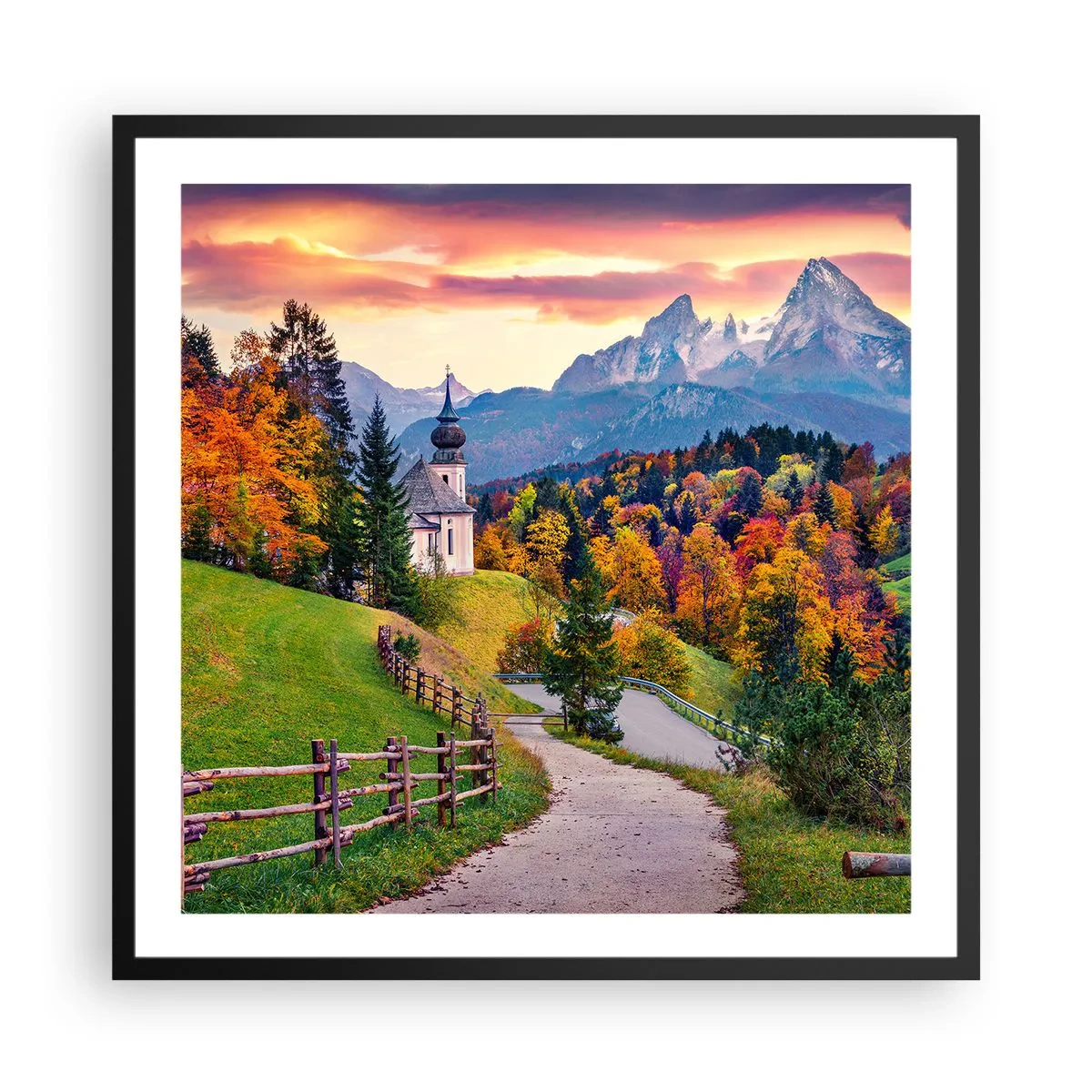 Pôster com moldura preta - Paisagem como uma pintura - 60x60 cm