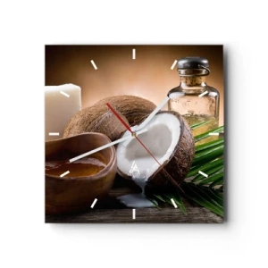 Relógio de parede - Relógio em vidro - Saúde das ilhas tropicais - 30x30 cm