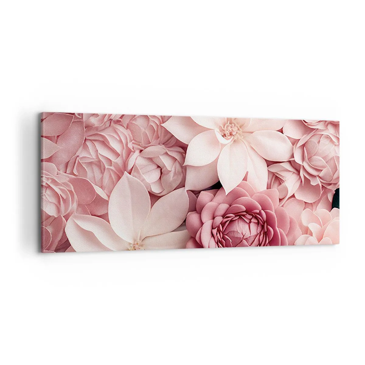 Quadro em tela - Em pétalas rosa - 100x40 cm