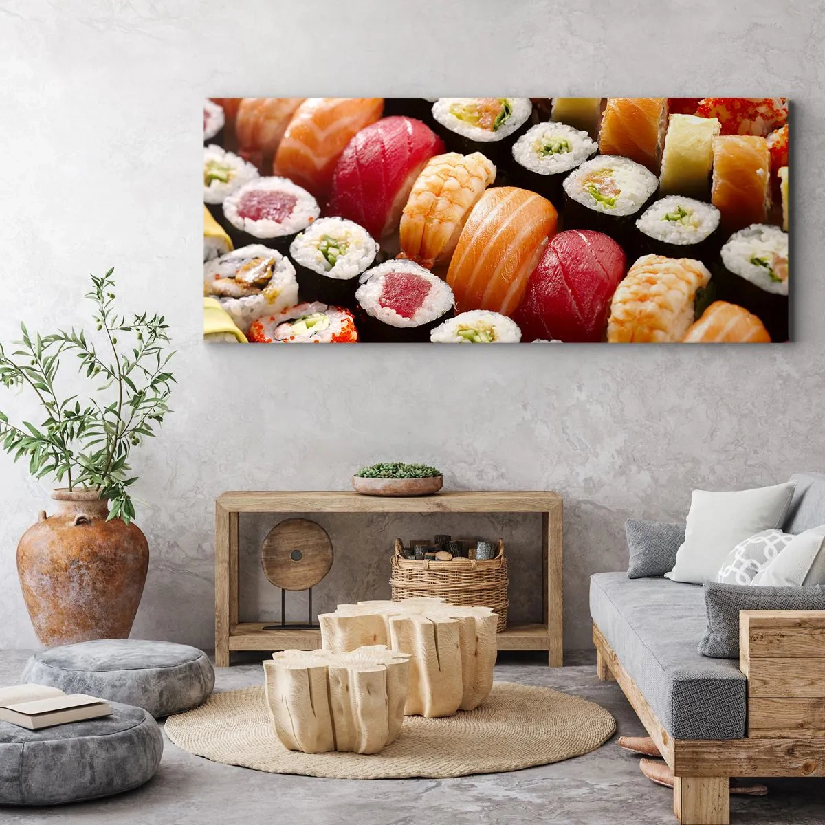 Quadro em tela - Cores e sabores da Ásia - 90x30 cm