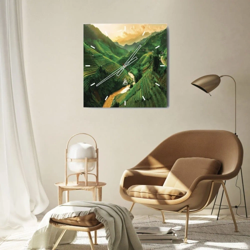 Relógio de parede - Relógio em vidro - Vale vietnamita - 40x40 cm