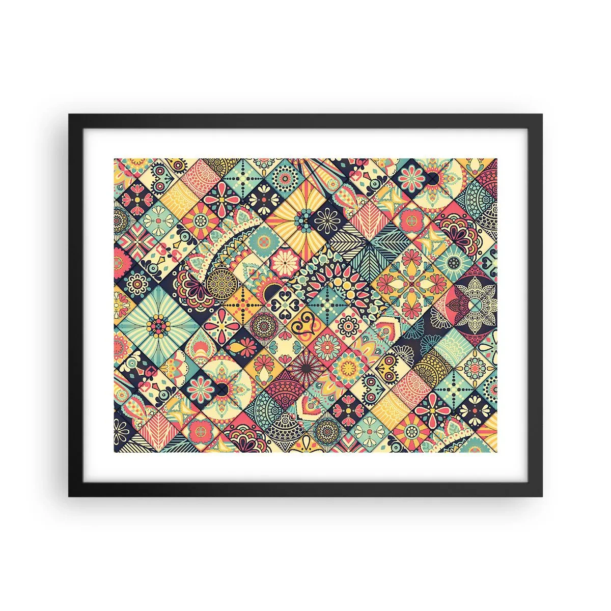 Pôster com moldura preta - Vibrações marroquinas - 50x40 cm