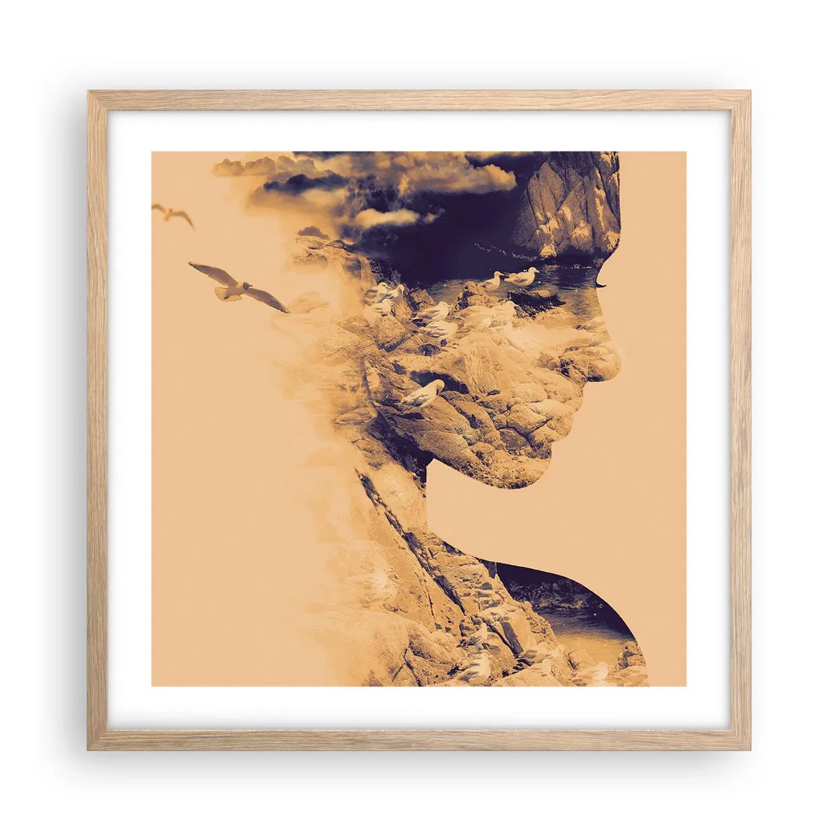 Pôster com moldura de carvalho claro - Linda por natureza - 50x50 cm