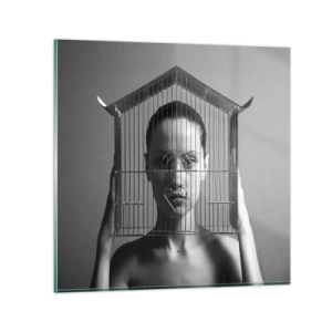 Quadro em vidro - Retrato um pouco surreal - 30x30 cm