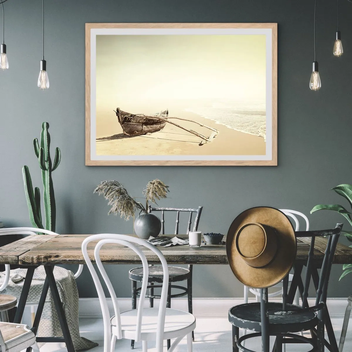 Pôster com moldura de carvalho claro - Memória dos mares do sul - 100x70 cm