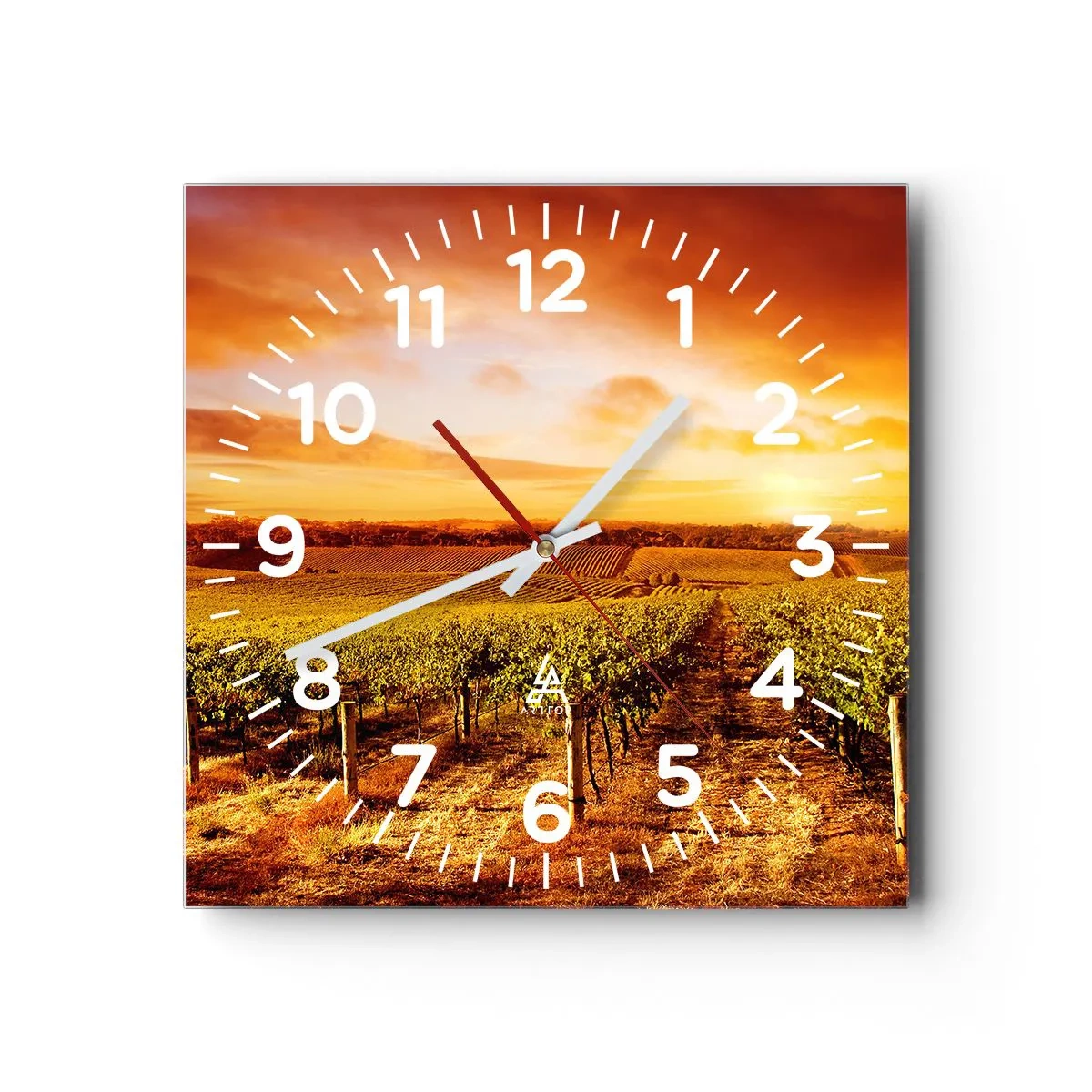 Relógio de parede - Relógio em vidro - Delicadamente frutado com um toque de sol - 40x40 cm