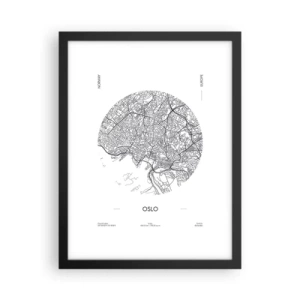 Pôster com moldura preta - Anatomia de Oslo - 30x40 cm