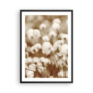 Pôster com moldura preta - Folhas fofas de grama em uma foto delicada - 50x70cm - Campos felpudos - Decoração de parede moderna para a sala de estar e quarto ARTTOR
