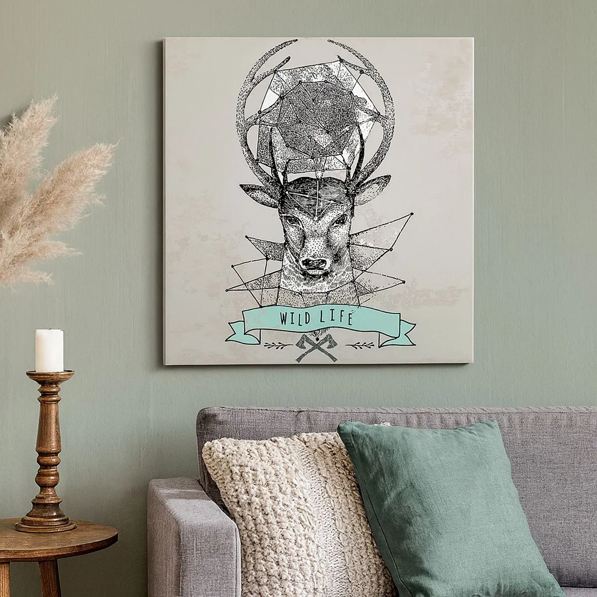 Quadro em tela - A Visão de Santo Hubertus - 30x30 cm