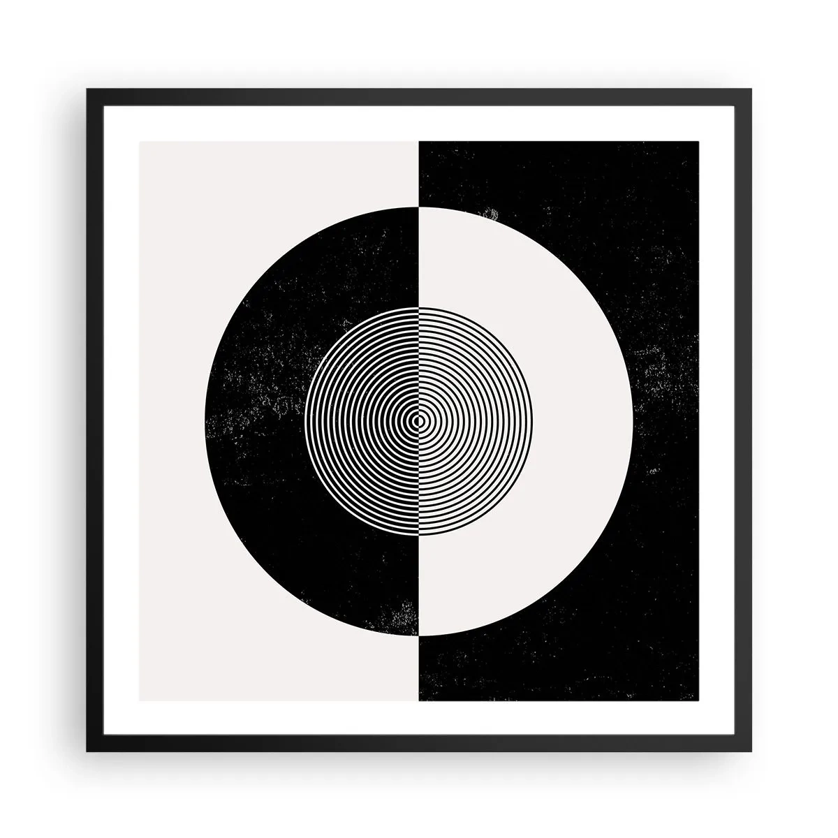Pôster com moldura preta - Harmonia a preto e branco - 60x60 cm