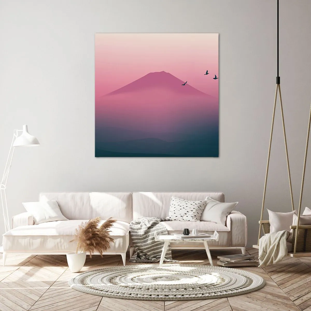 Quadro em tela - Andarilhos sob as nuvens - 40x40 cm
