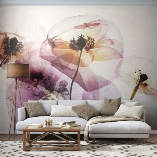 Papel de Parede Premium Sand - A transparência das flores - Flores, Jardim, Pedaço - 200x140 cm