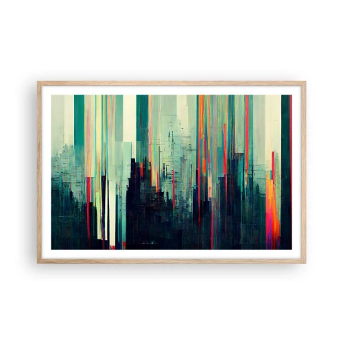 Pôster com moldura de carvalho claro - Cidade futurista - 91x61 cm